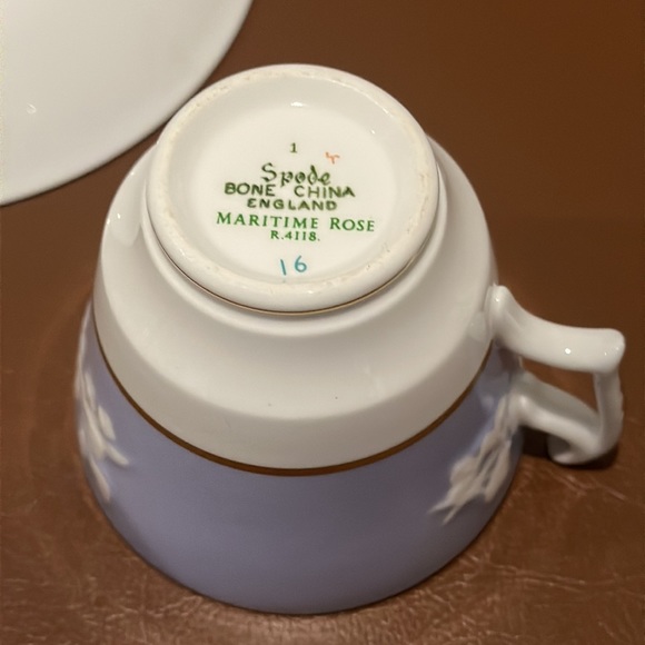 Spode Bone China England Maritime Rose R.4118 Saucer & Teacup - Picture 5 of 6